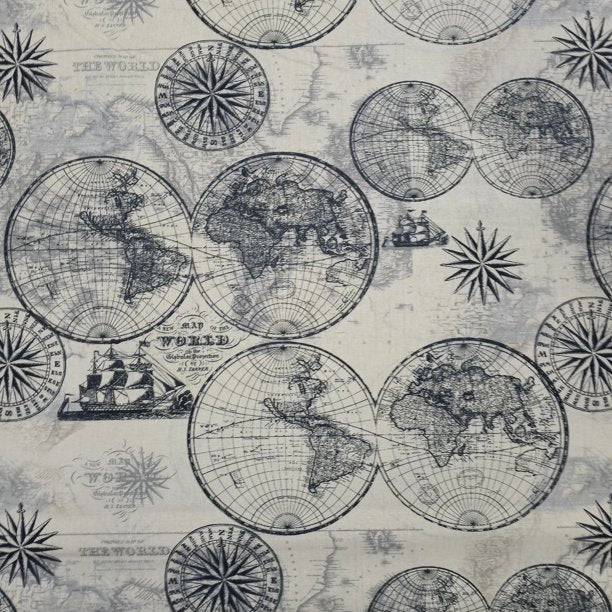 World Map Cotton Fabric