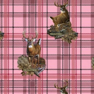 Real Tree Deer Camo Pink Fleece Fabric