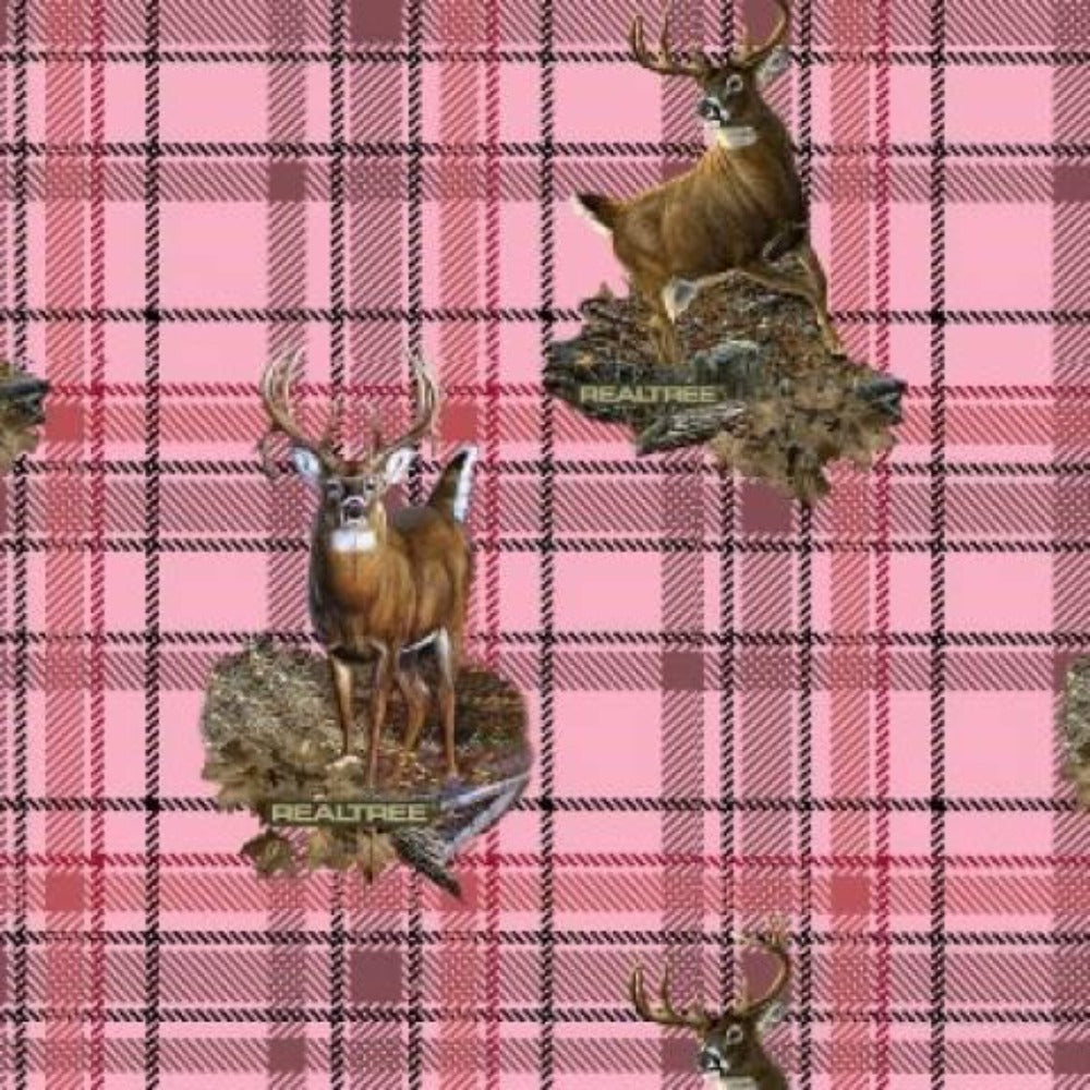 Real Tree Deer Camo Pink Fleece Fabric