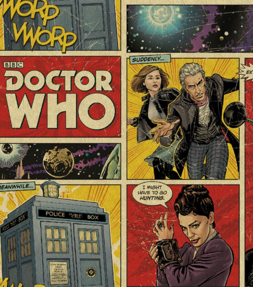 Doctor Who Comic Book Patch Fleece Fabric