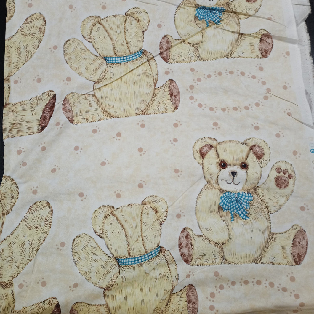Teddy Bears Blue Cotton Fabric
