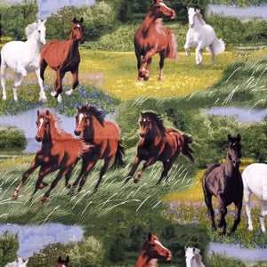 Horse Running Cotton Fabric