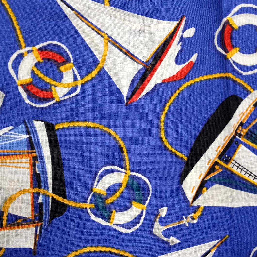 Sailboats Anchor Cotton Fabric