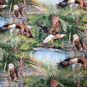 Winged Warrior Eagles Cotton Fabric