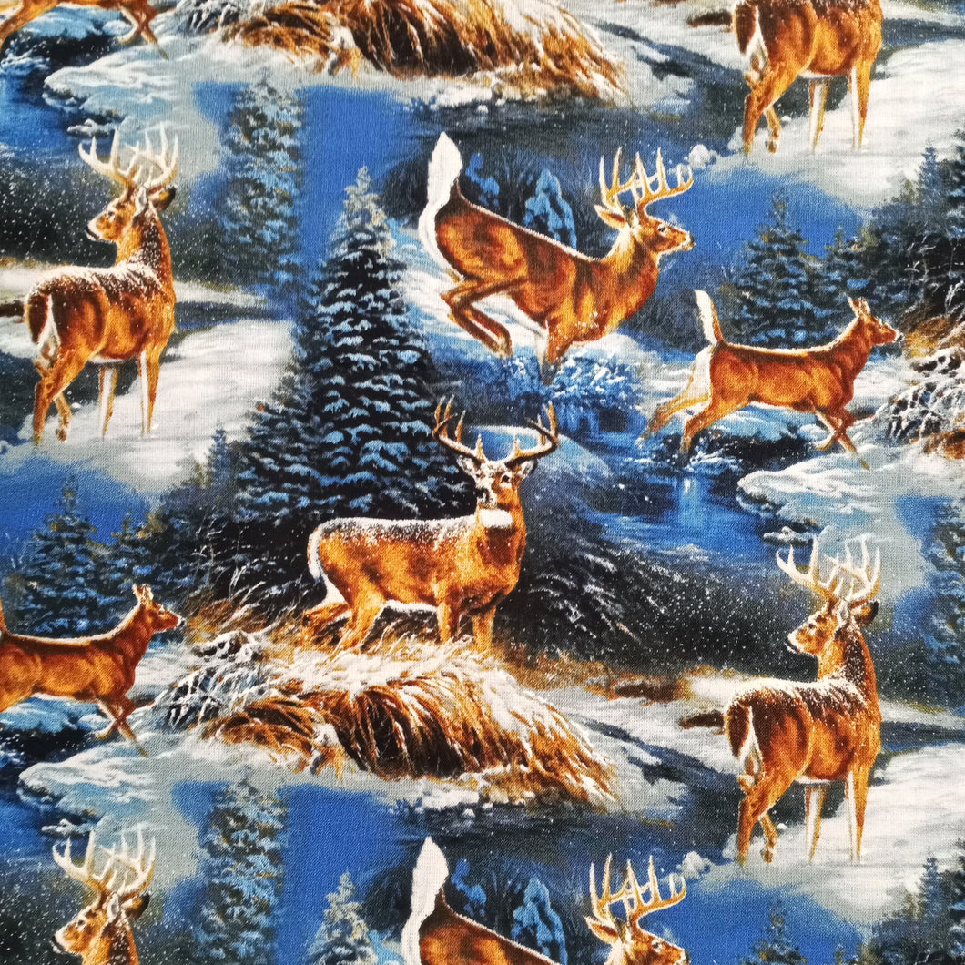 Deer Snow Cotton Fabric