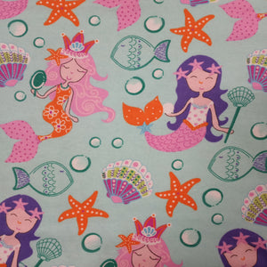 Mermaids Bubbles Flannel Fabric