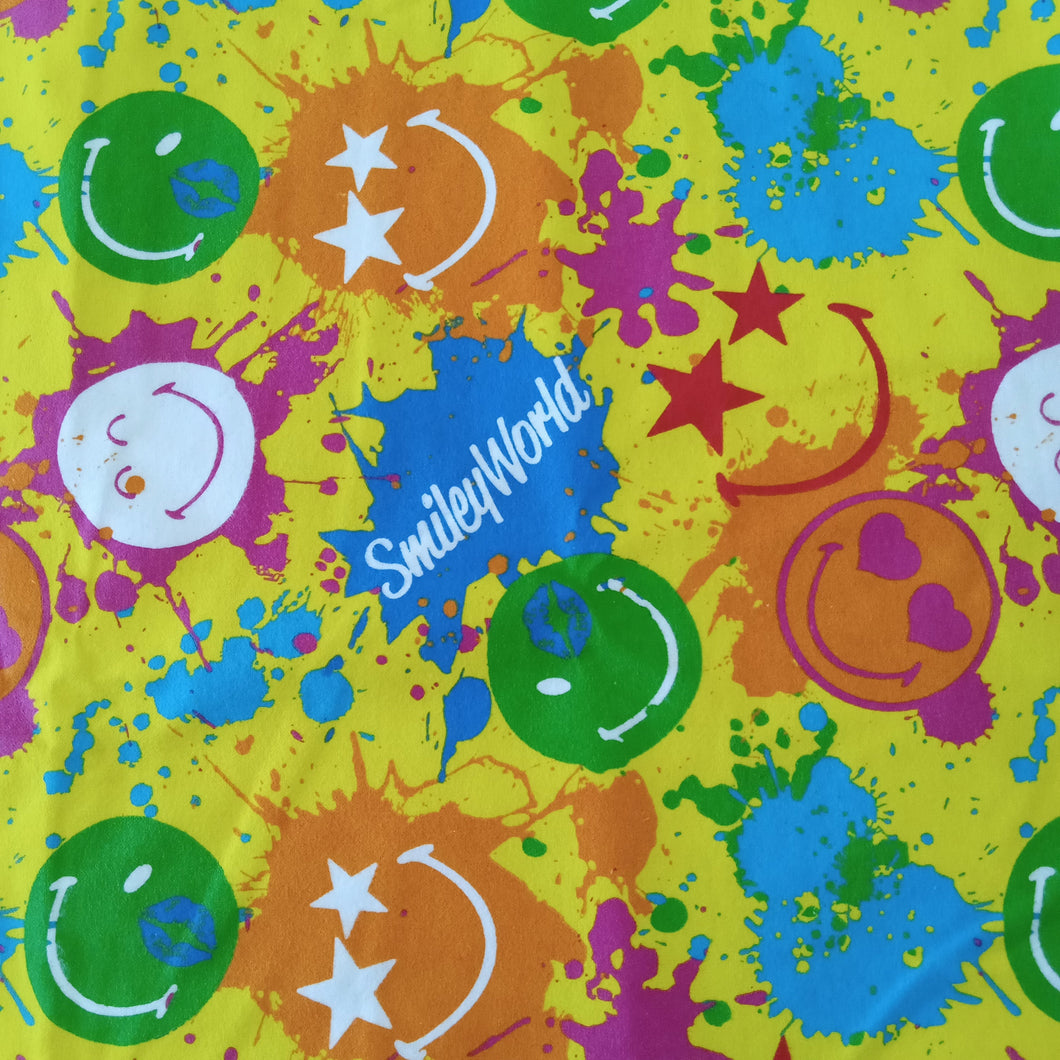 Smiley Paint Splat Flannel Fabric