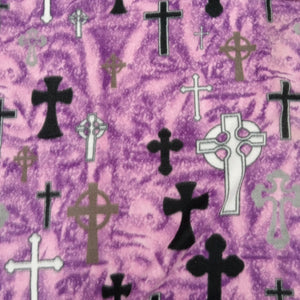 Christian Cross Purple Fleece Fabric