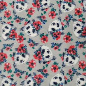 Panda Flowers Fleece Fabric