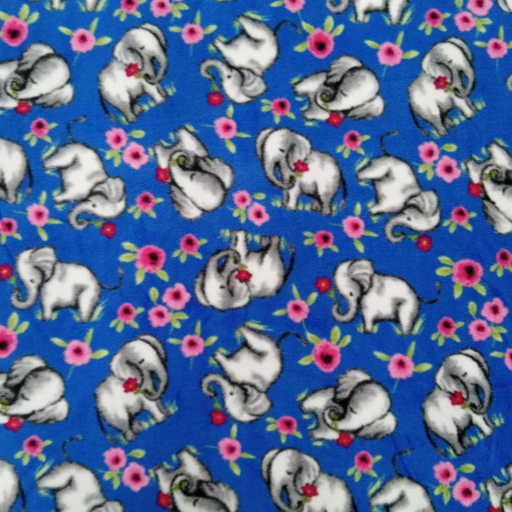 Elephant Blue Fleece Fabric