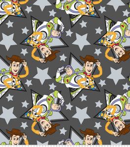 Toy Story Buzz and Woody Star Toss Fleece Fabric