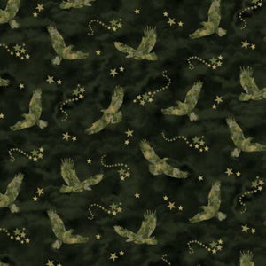 Camo Eagles Glitter Cotton Fabric