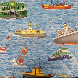 Harbor Boats Cotton Fabric