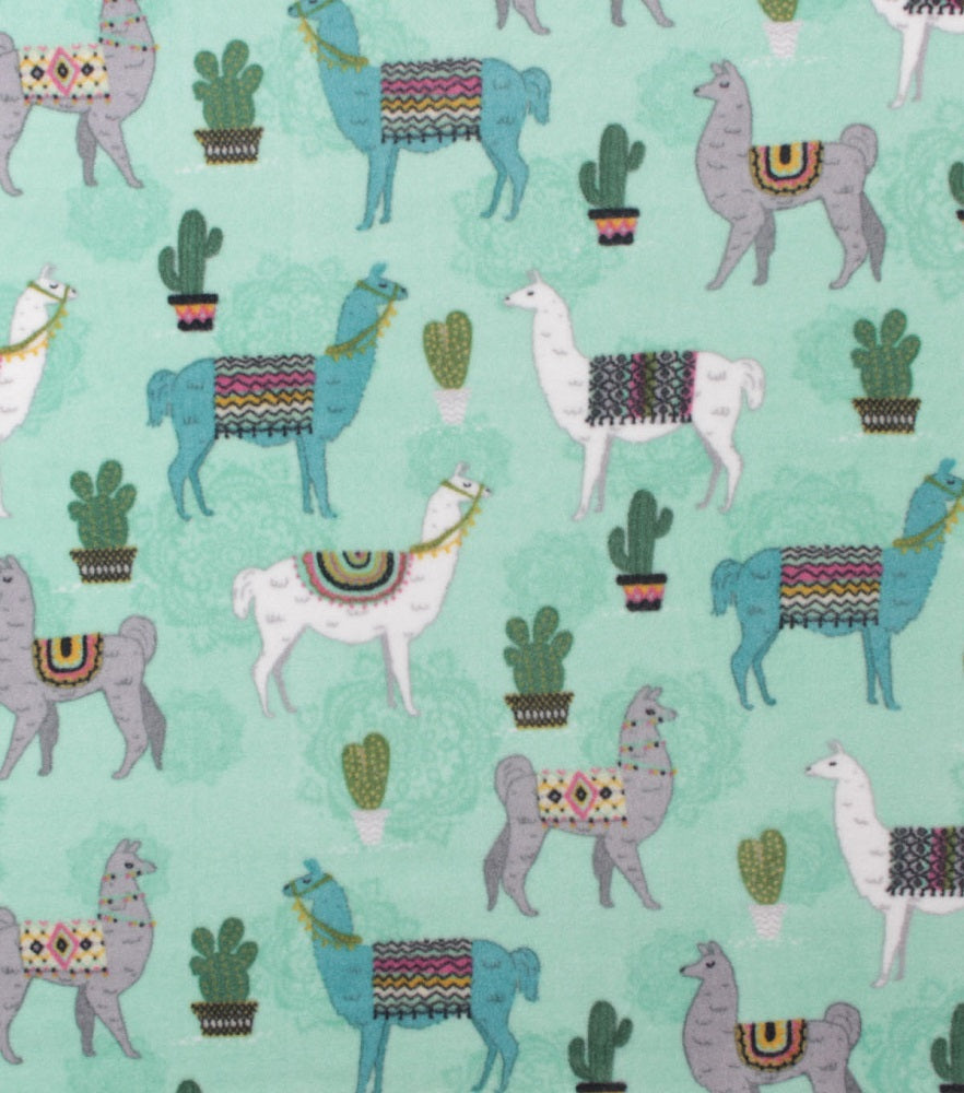 Llama Cactus Fleece Fabric