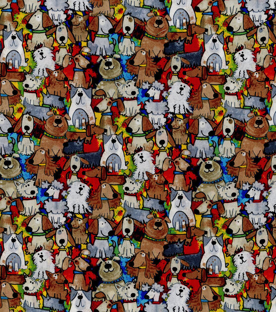 Rainbow Multi Dogs Cotton Fabric