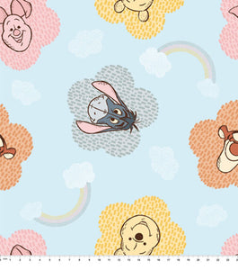 Pooh And Friends Flower Badge Fleece Fabric