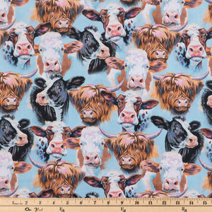 Cow Portraits Calico Cotton Fabric
