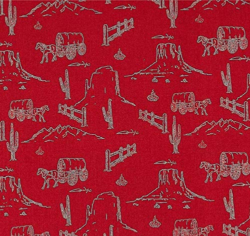 John Wayne Landscape Red Cotton Fabric