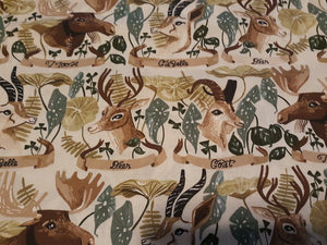 Wildlife Names Horned Beasts Gardenia Cotton Fabric
