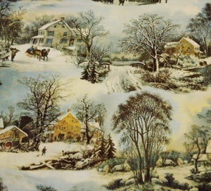Multi Frozen Pond Winter in The Country Cotton Fabric
