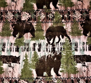 Wildlife Bears/Wolves Flannel Fabric
