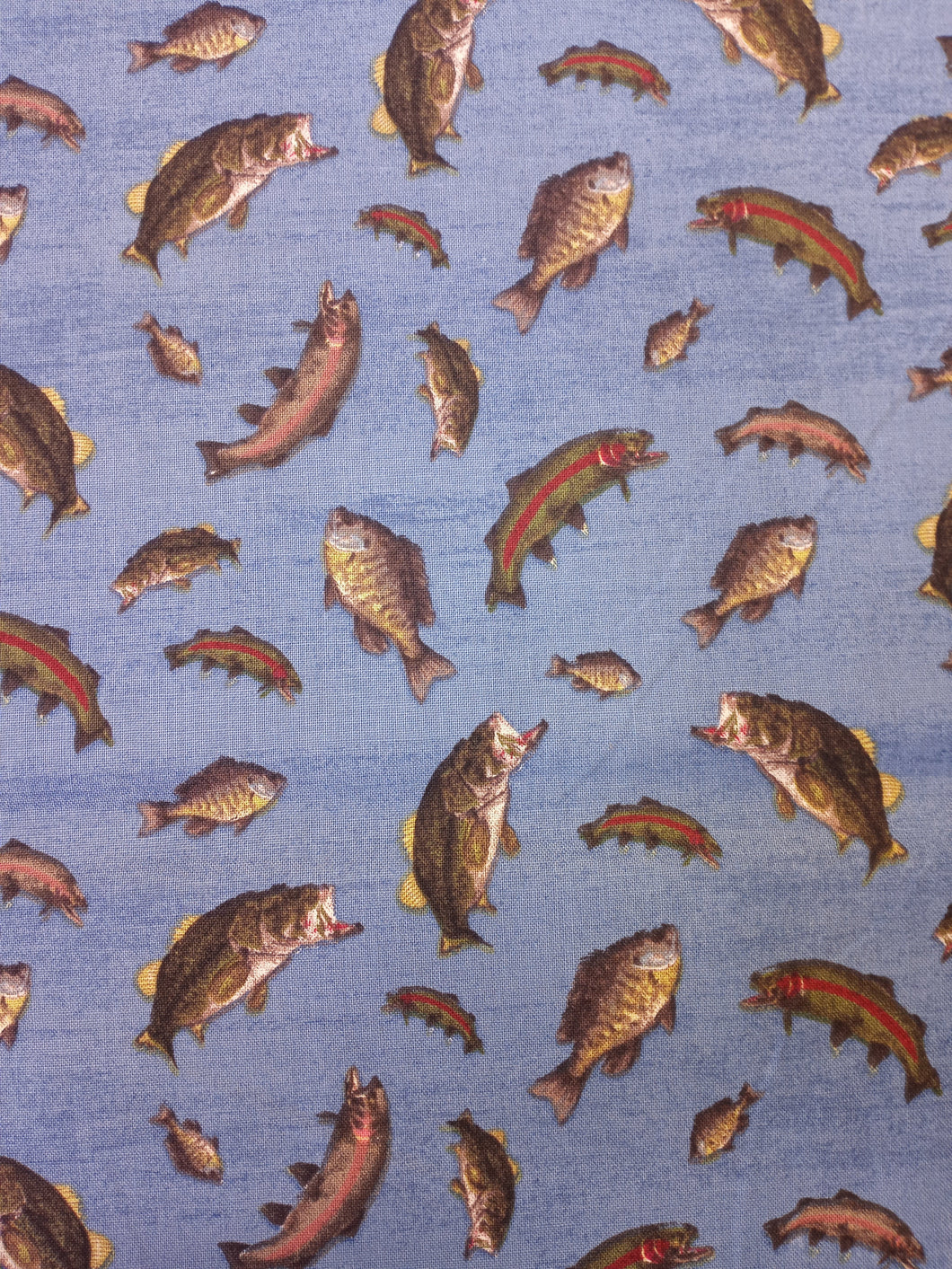 Lake Fish Blue Cotton Fabric