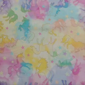 Unicorn Rainbow Allover Glitter Cotton Fabric