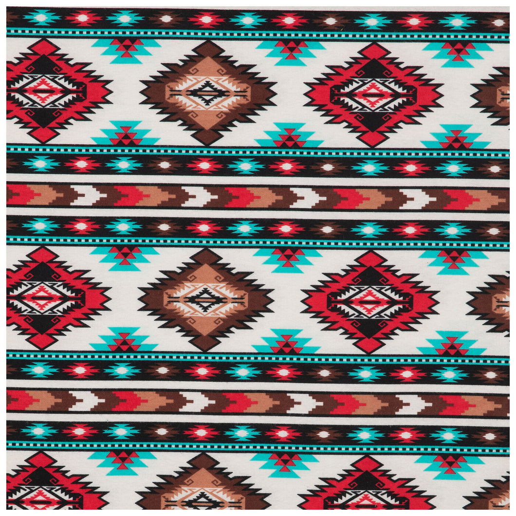 Red & Turquoise Southwest Flannel Fabric