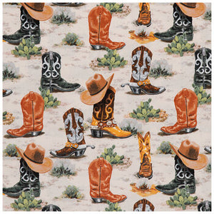 Cowboy Boots Cotton Calico Fabric