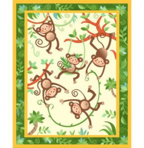 Monkeys 45"x36" Cotton Panel Fabric