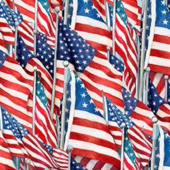 Patriotic American Flag Toss Cotton Fabric