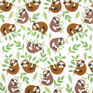 Sleepy Sloths Calico Flannel Fabric