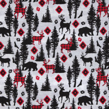 Load image into Gallery viewer, Red &amp; Black Woodland Animals Calico Cotton Fabric
