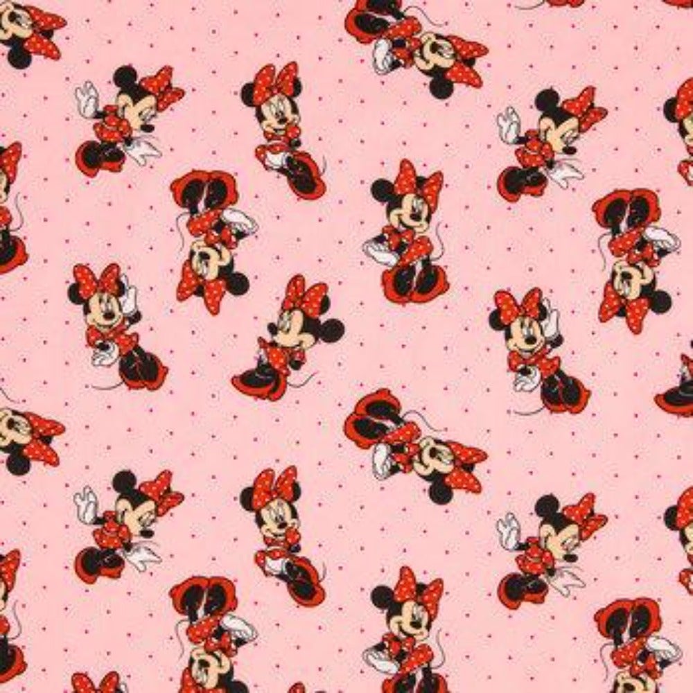 Pink Minnie Mouse Cotton Calico Fabric