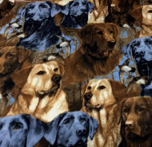 Hunting Dog Packed Labs Fleece Fabric