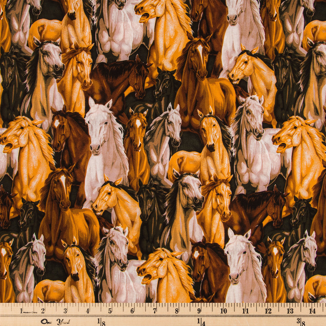 Horse Allover Calico Cotton Fabric