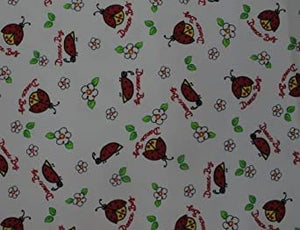 Lady Bugs White 60" Wide Flannel Fabric