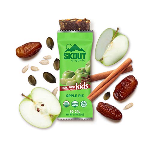 Skout Organic Apple Pie Real Food Bars for Kids (6 Pack) | Organic Snacks for Kids | School Snacks & Lunch Snacks | No Refined Sugar | Vegan & Paleo | Gluten, Dairy, Grain, Peanut, Tree Nut & Soy Free