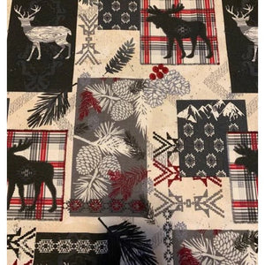 Wildlife Holiday Deer Moose Silhouette Flannel Fabric