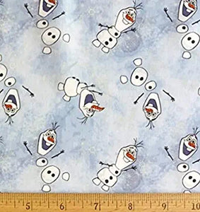 Disney Frozen Olaf Tossed on Light Blue Cotton Fabric - 18" x 22" Fat Quarter (Pack of 2)