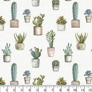 Cactus Clay Pots Cotton Fabric