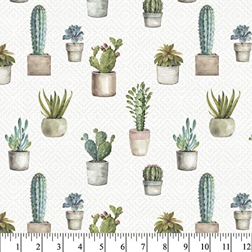 Cactus Clay Pots Cotton Fabric