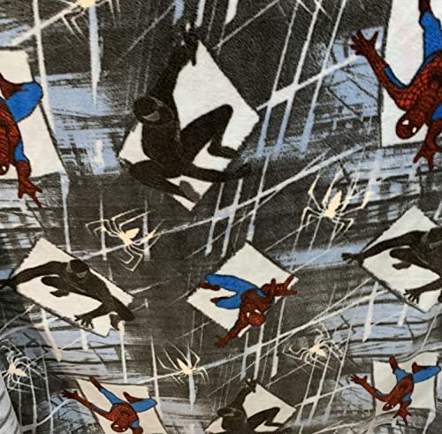 Spiderman Panes Grey Fleece Fabric