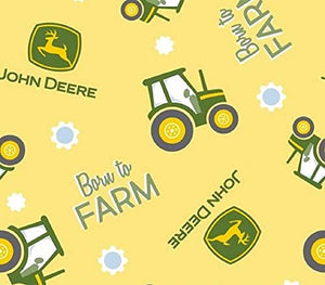 John Deere Born to Farm Yellow Cotton Fabric