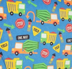 Construction Road Work Signs Flannel Fabric