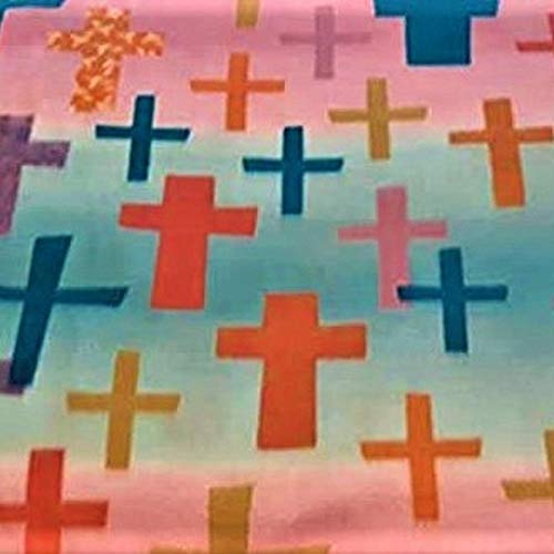 Christian Cross Rainbow Fleece Fabric