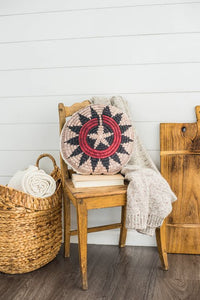 Tribal Star Basket Print Circle Pillow Southwest Collection 15"x15"
