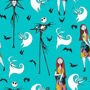 Nightmare Before Christmas Jack and Sally with Zero Cotton Fabric