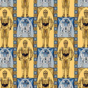 Star Wars Stained Glass Driods Multi Cotton Fabric