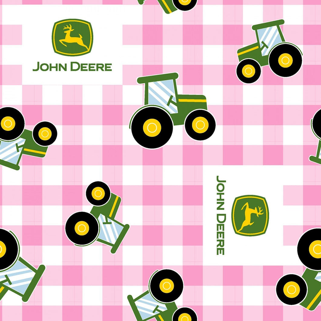 John Deere Plaid Pink Cotton Fabric